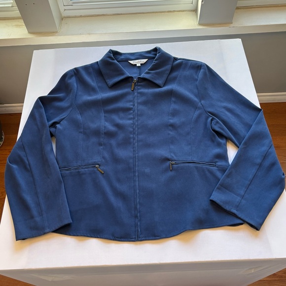 Tradition Navy Brushed Zip Up Blazer Jacket Womens Size 14 - Picture 5 of 9